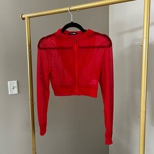 Red Mesh Cropped Hoodie Fashion Nova Swim Cover up